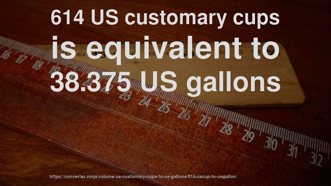 614 US customary cups is equivalent to 38.375 US gallons