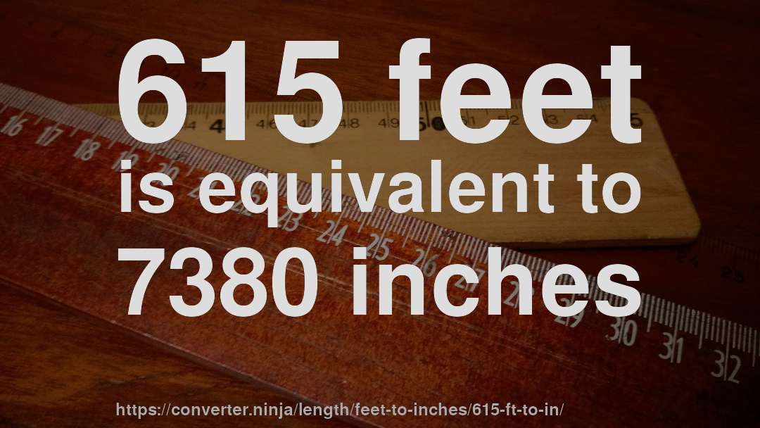 615 feet is equivalent to 7380 inches