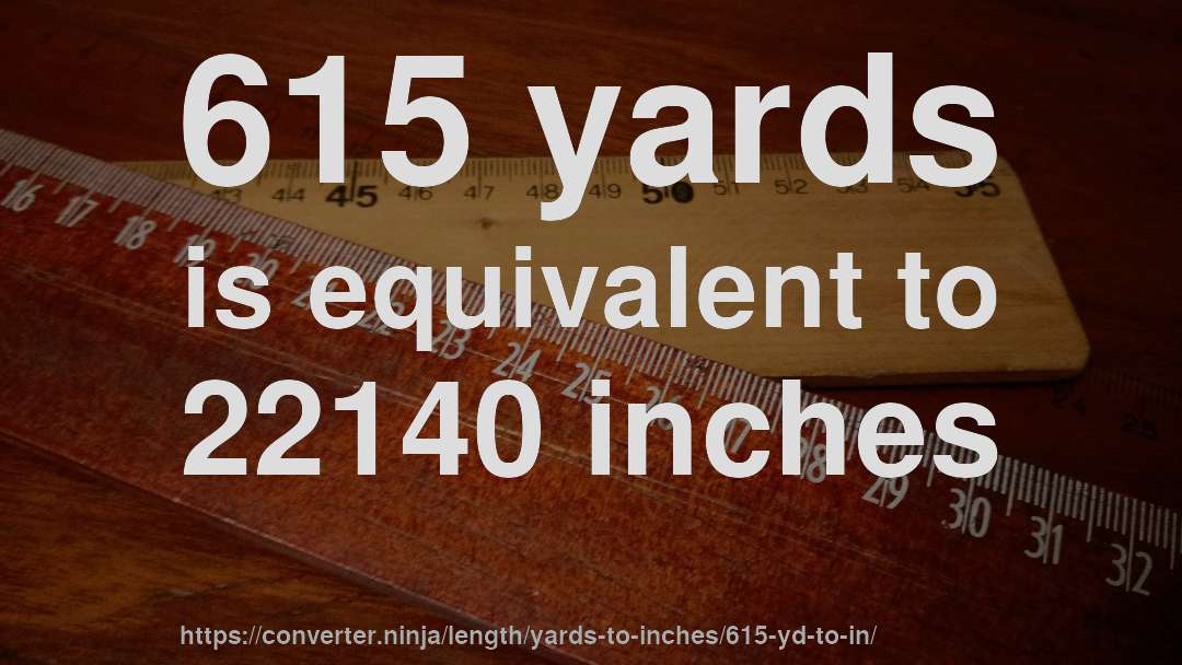 615 yards is equivalent to 22140 inches