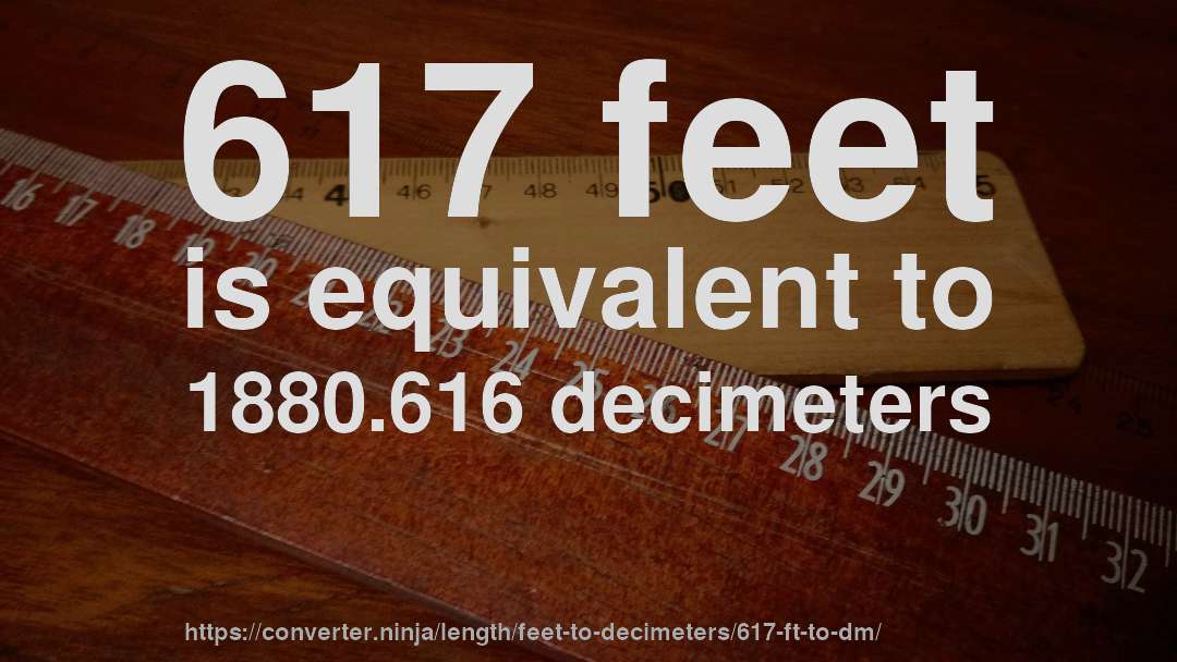 617 feet is equivalent to 1880.616 decimeters