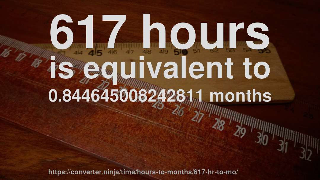 617 hours is equivalent to 0.844645008242811 months