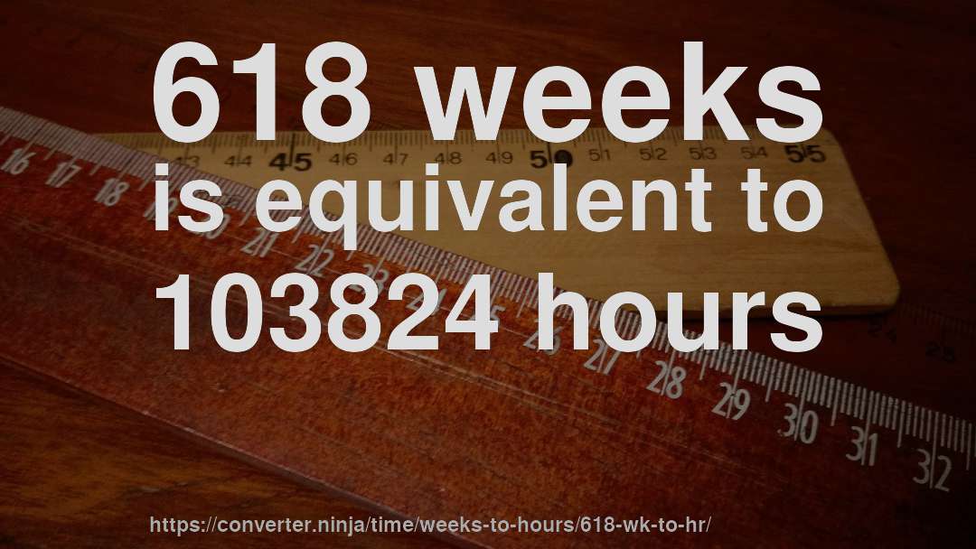618 weeks is equivalent to 103824 hours