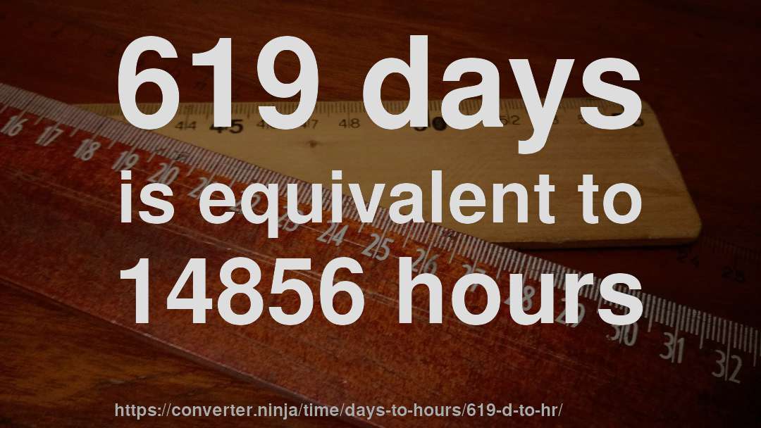 619 days is equivalent to 14856 hours