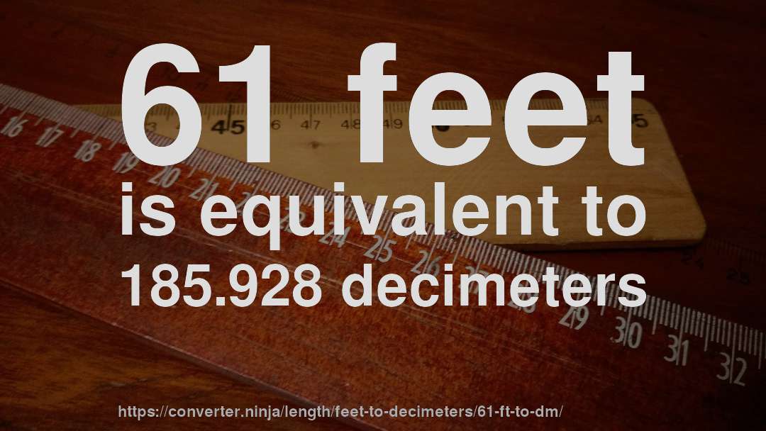 61 feet is equivalent to 185.928 decimeters