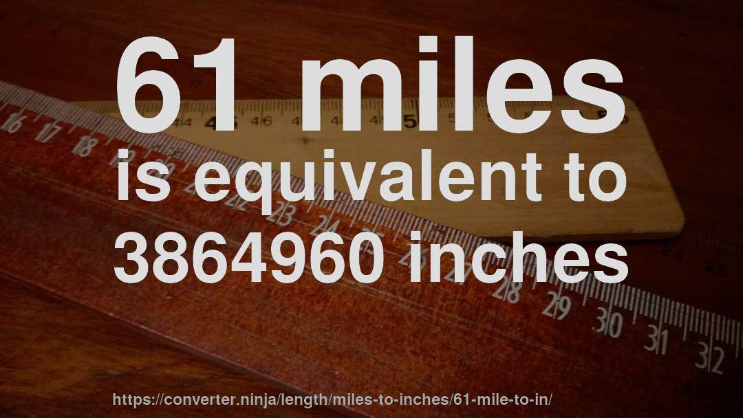 61 miles is equivalent to 3864960 inches
