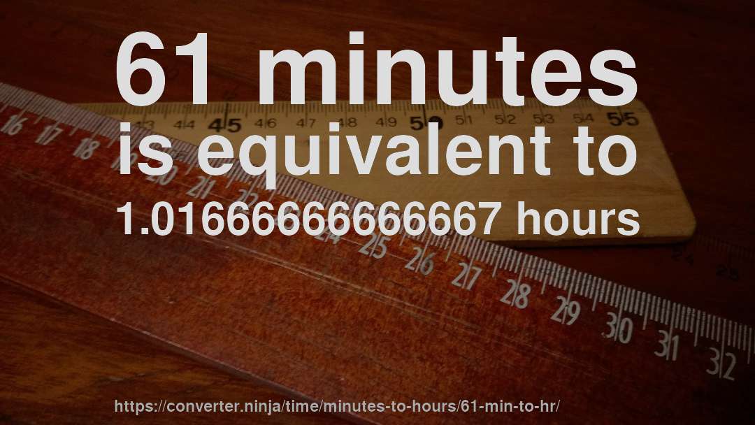 61 minutes is equivalent to 1.01666666666667 hours