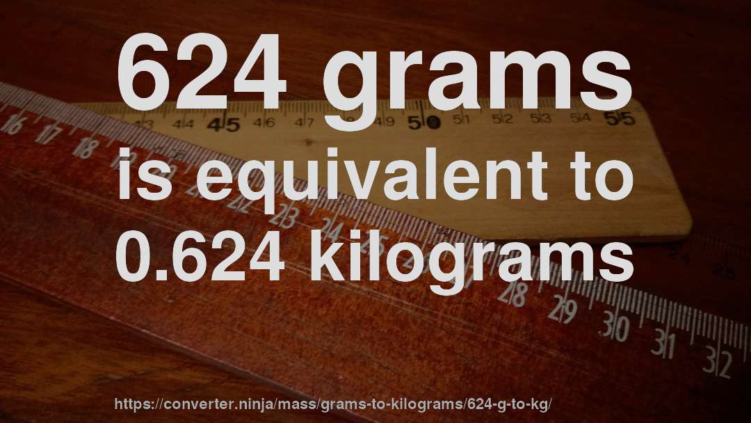 624 grams is equivalent to 0.624 kilograms