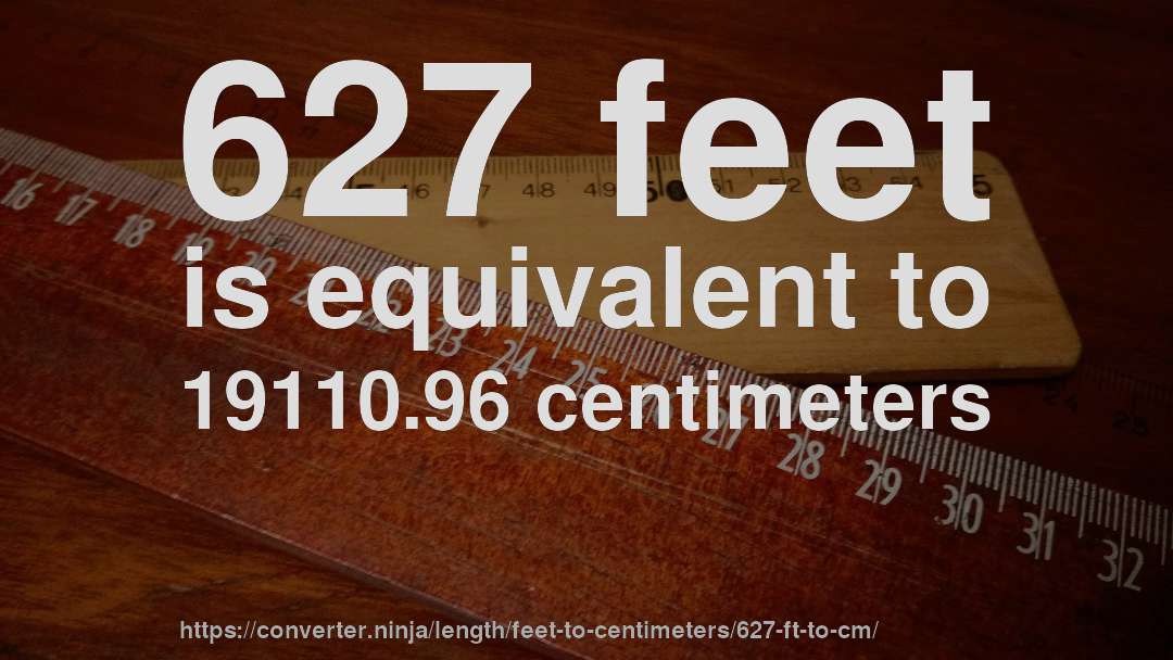 627 feet is equivalent to 19110.96 centimeters