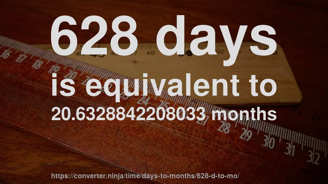 628 days is equivalent to 20.6328842208033 months
