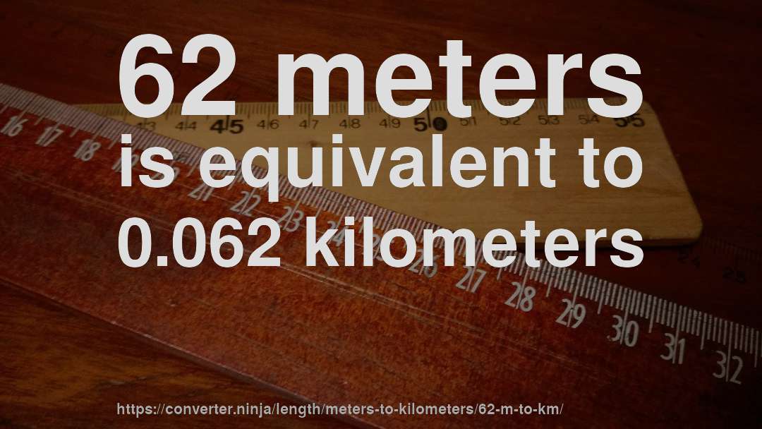 62 meters is equivalent to 0.062 kilometers