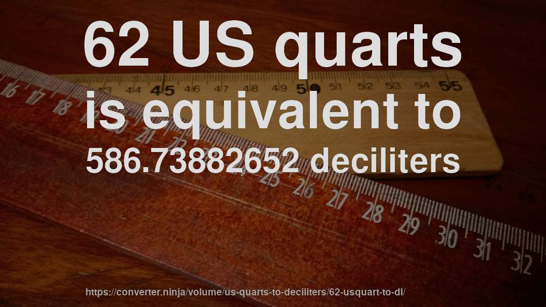 62 US quarts is equivalent to 586.73882652 deciliters