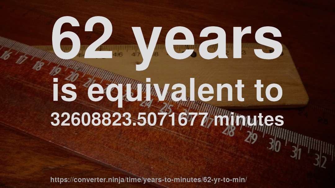 62 years is equivalent to 32608823.5071677 minutes