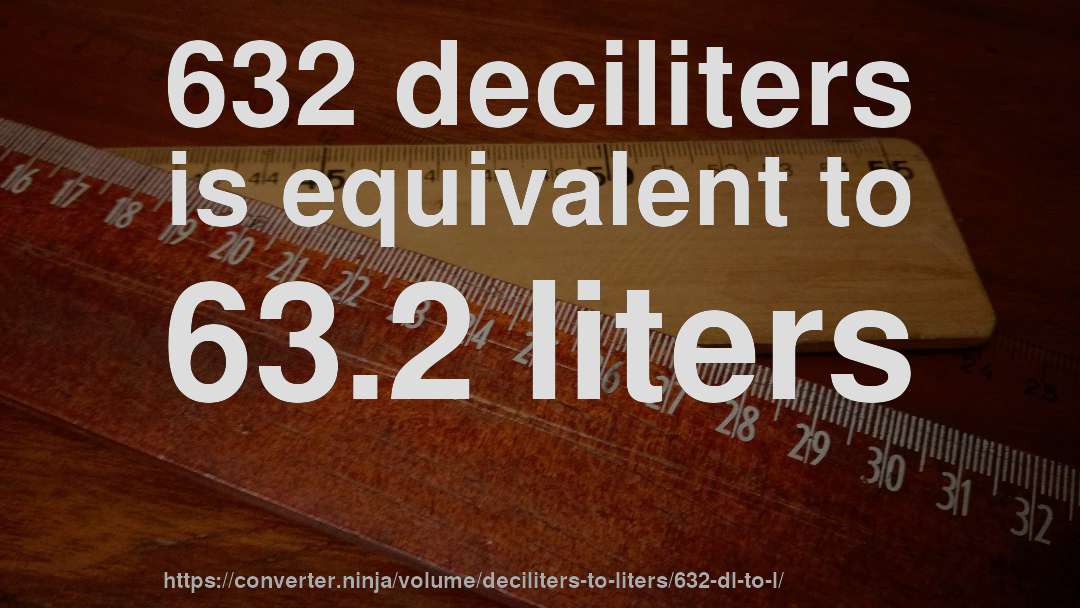 632 deciliters is equivalent to 63.2 liters
