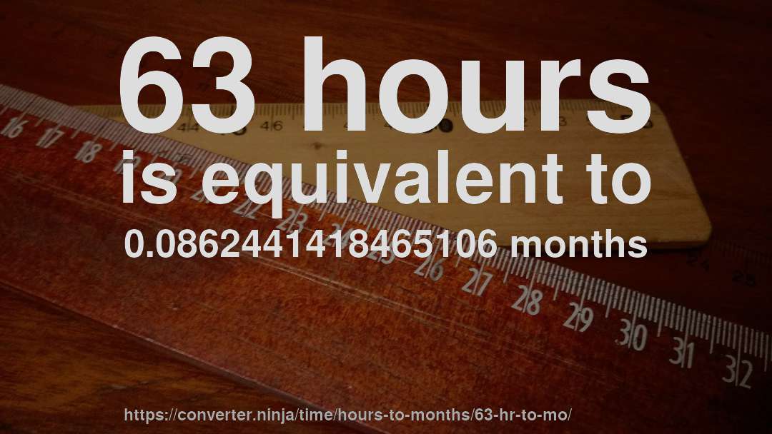 63 hours is equivalent to 0.0862441418465106 months