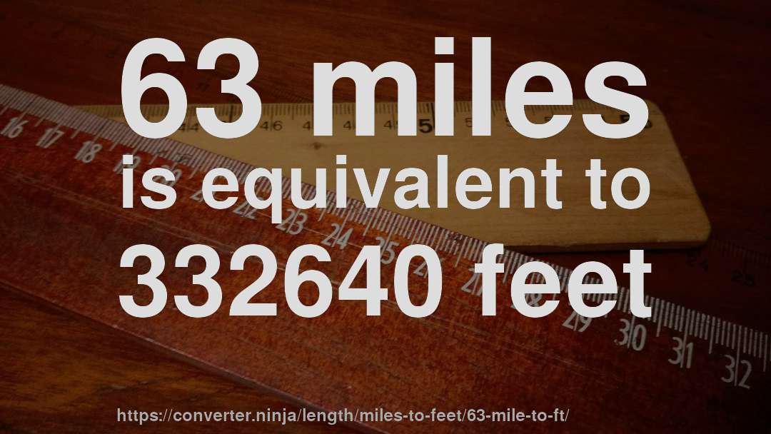 63 miles is equivalent to 332640 feet