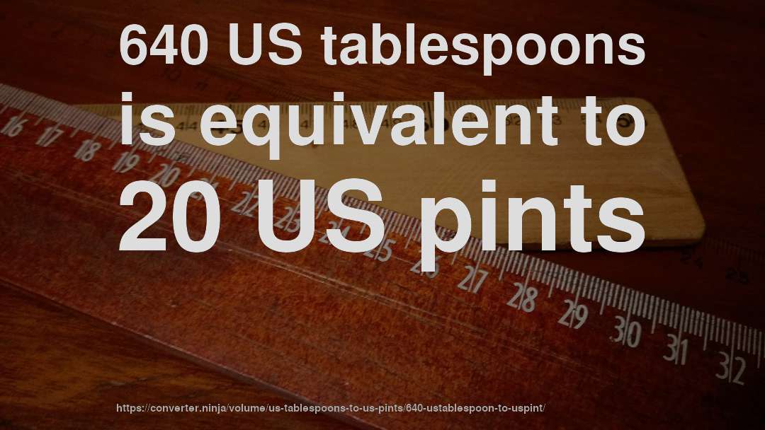 640 US tablespoons is equivalent to 20 US pints