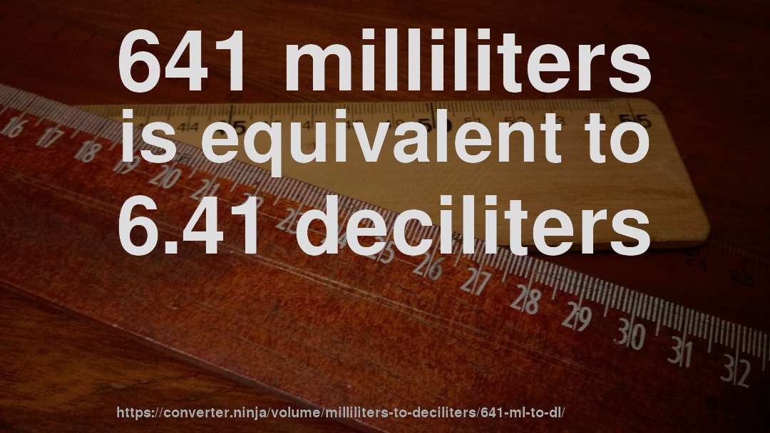 641 milliliters is equivalent to 6.41 deciliters