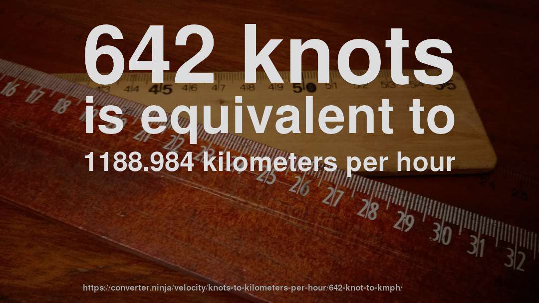 642 knots is equivalent to 1188.984 kilometers per hour