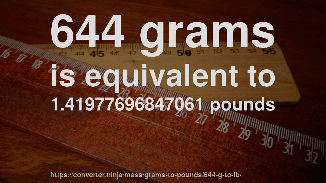 644 grams is equivalent to 1.41977696847061 pounds