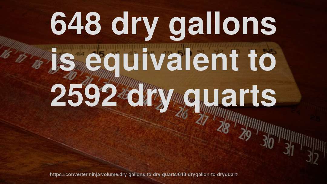 648 dry gallons is equivalent to 2592 dry quarts