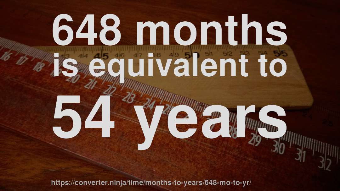 648 months is equivalent to 54 years