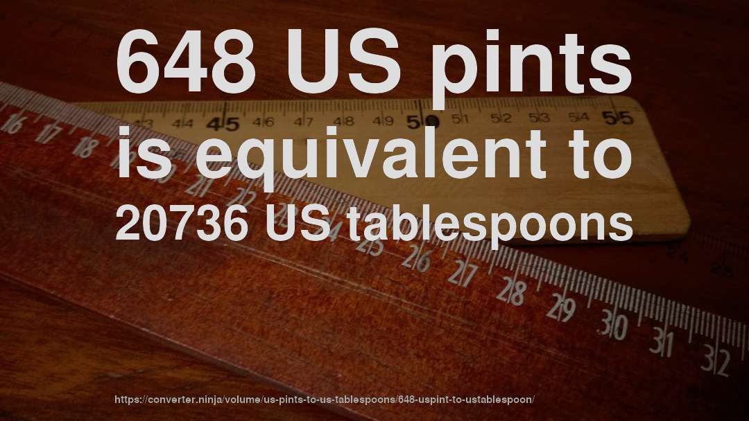 648 US pints is equivalent to 20736 US tablespoons