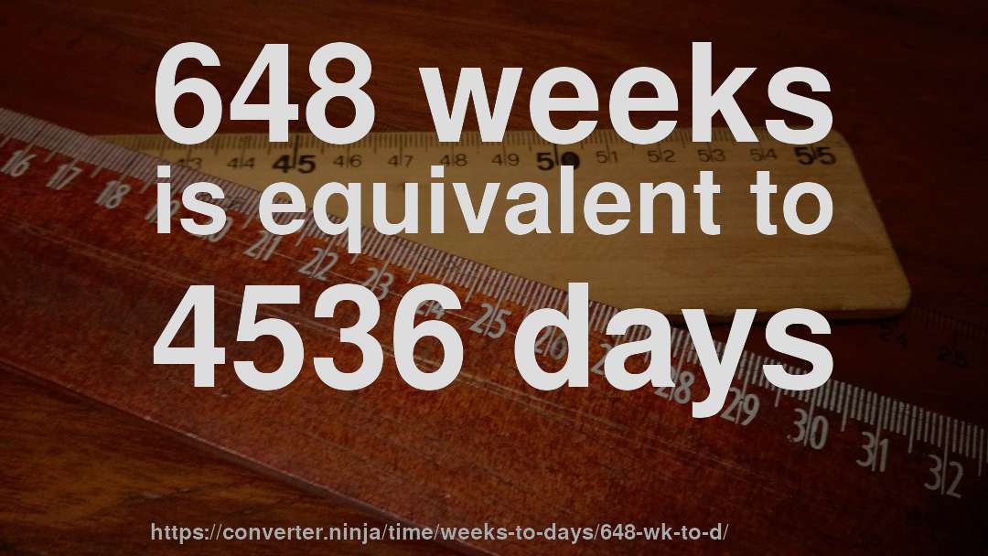648 weeks is equivalent to 4536 days