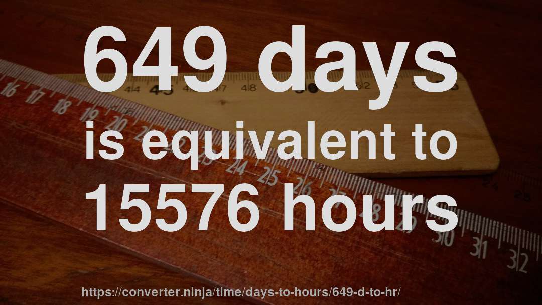 649 days is equivalent to 15576 hours