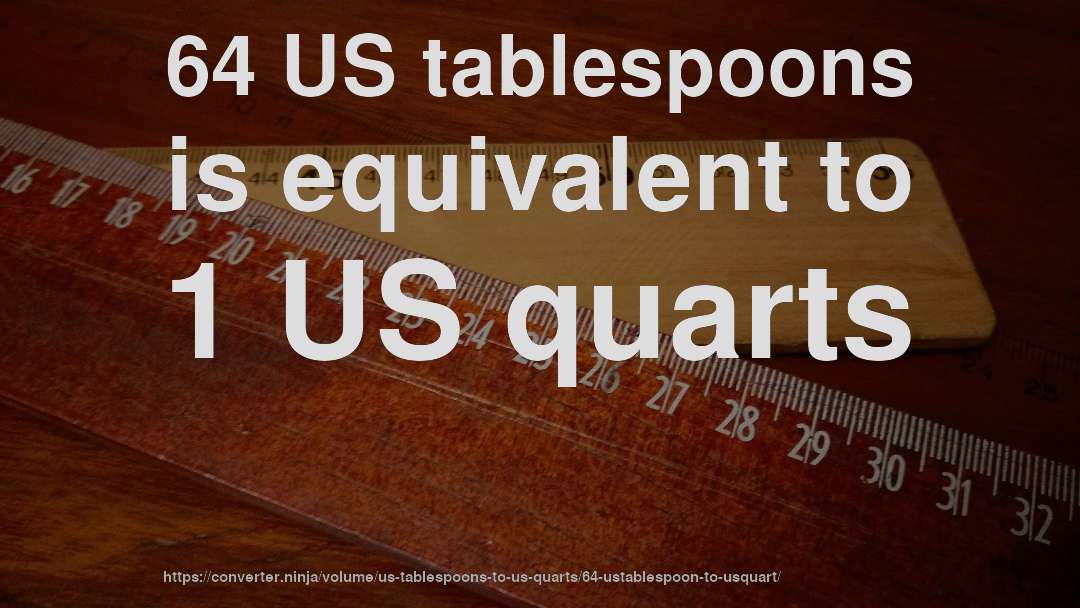 64 US tablespoons is equivalent to 1 US quarts