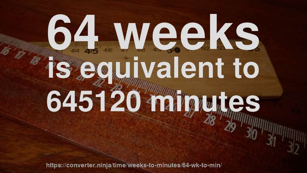 64 weeks is equivalent to 645120 minutes