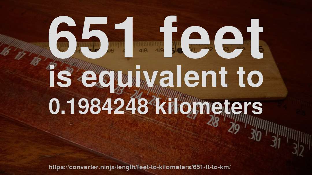 651 feet is equivalent to 0.1984248 kilometers