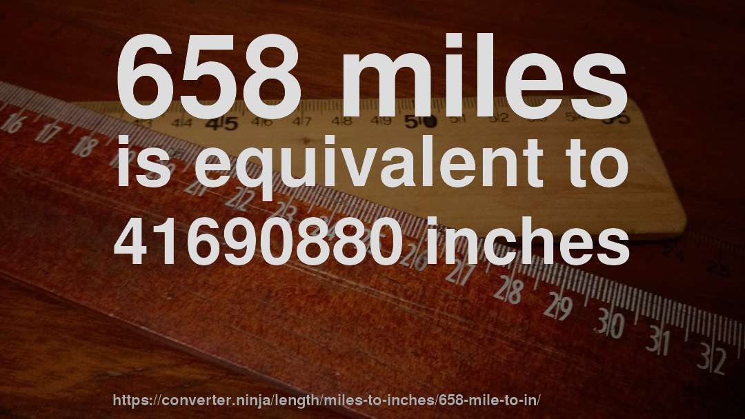 658 miles is equivalent to 41690880 inches