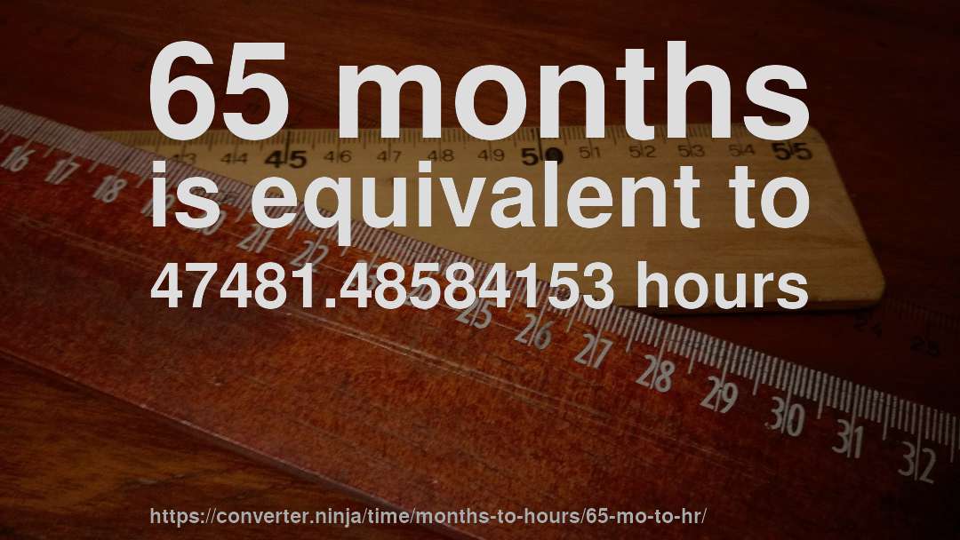 65 months is equivalent to 47481.48584153 hours