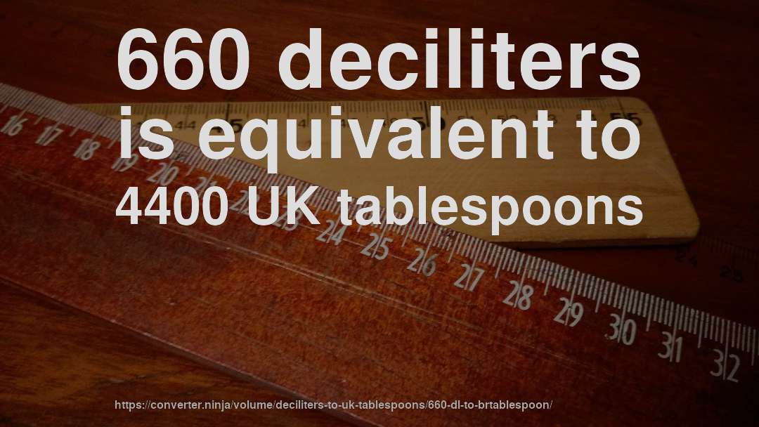 660 deciliters is equivalent to 4400 UK tablespoons