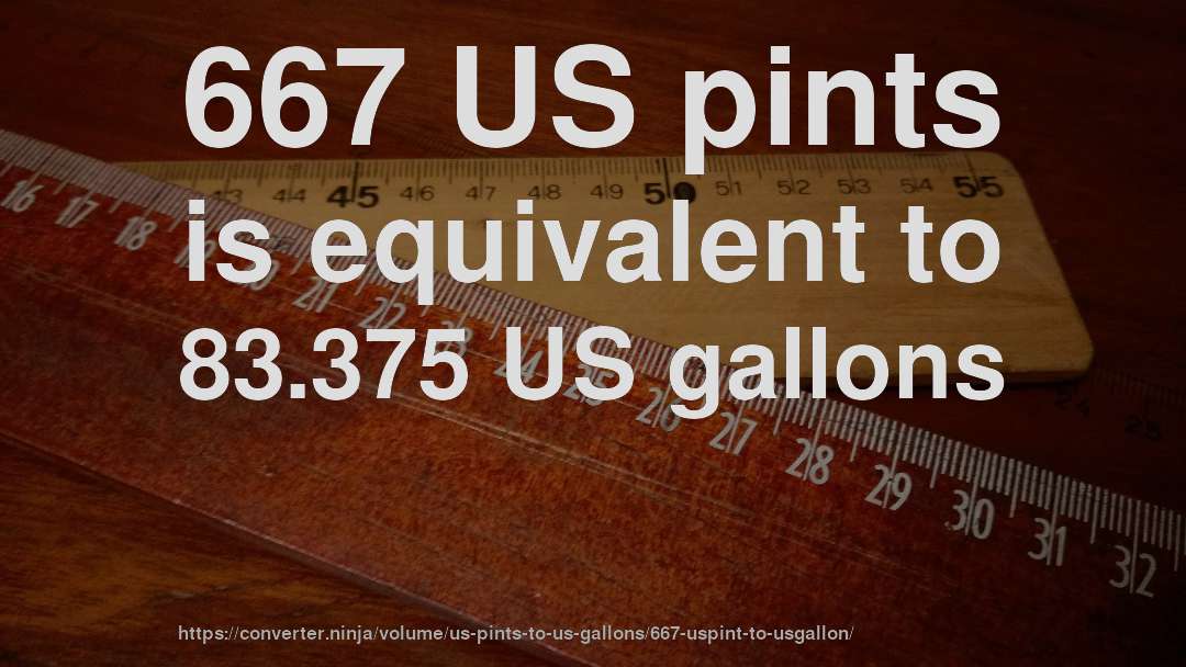 667 US pints is equivalent to 83.375 US gallons
