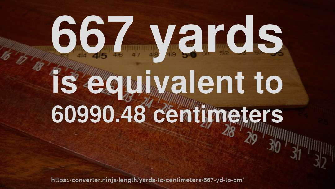 667 yards is equivalent to 60990.48 centimeters