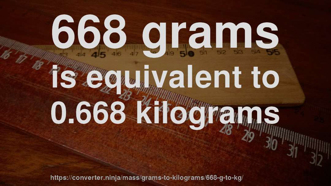 668 grams is equivalent to 0.668 kilograms