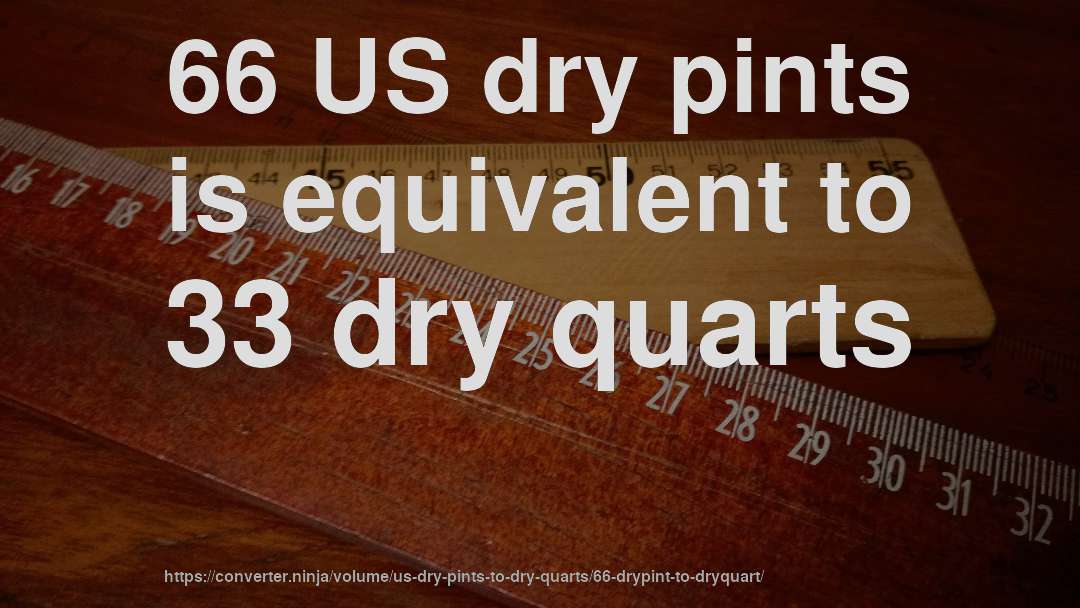 66 US dry pints is equivalent to 33 dry quarts