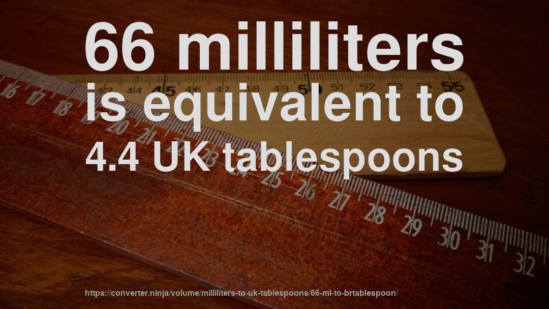 66 milliliters is equivalent to 4.4 UK tablespoons