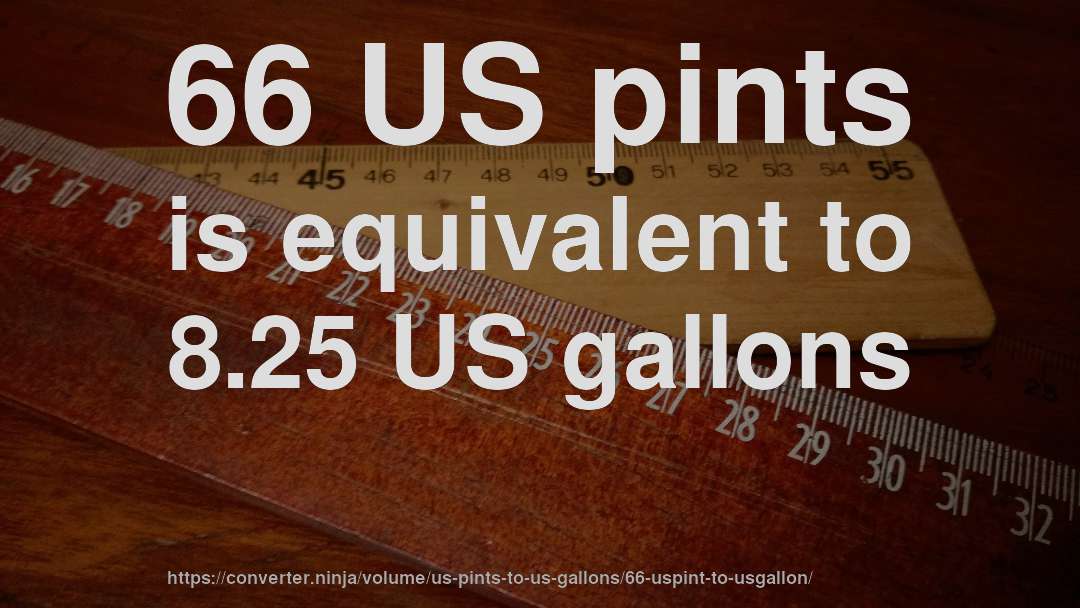 66 US pints is equivalent to 8.25 US gallons
