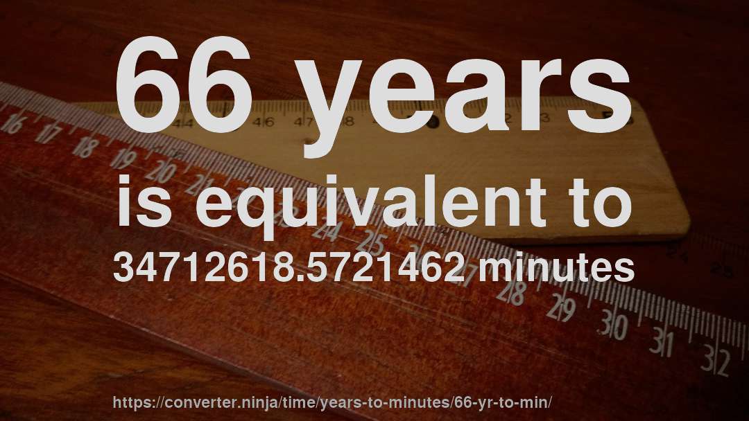 66 years is equivalent to 34712618.5721462 minutes