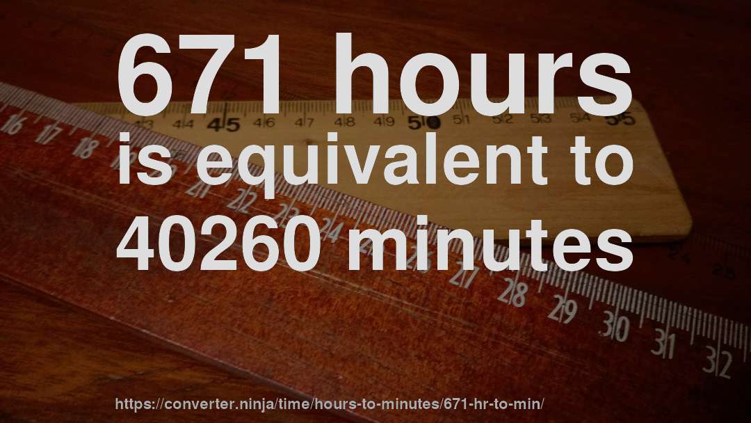 671 hours is equivalent to 40260 minutes