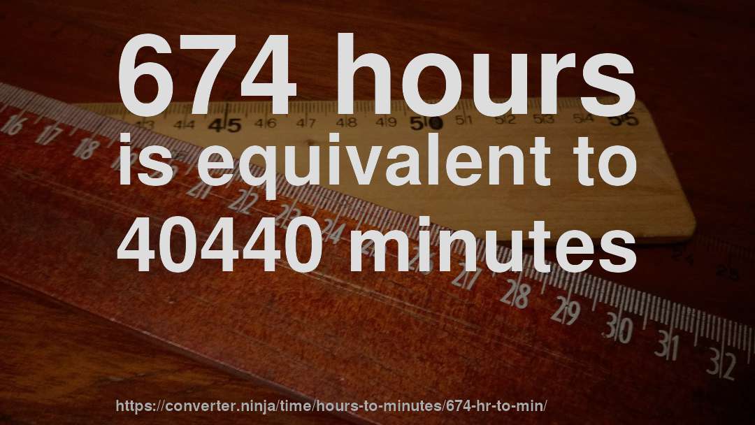 674 hours is equivalent to 40440 minutes