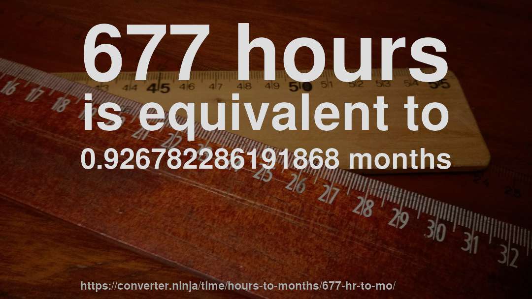 677 hours is equivalent to 0.926782286191868 months