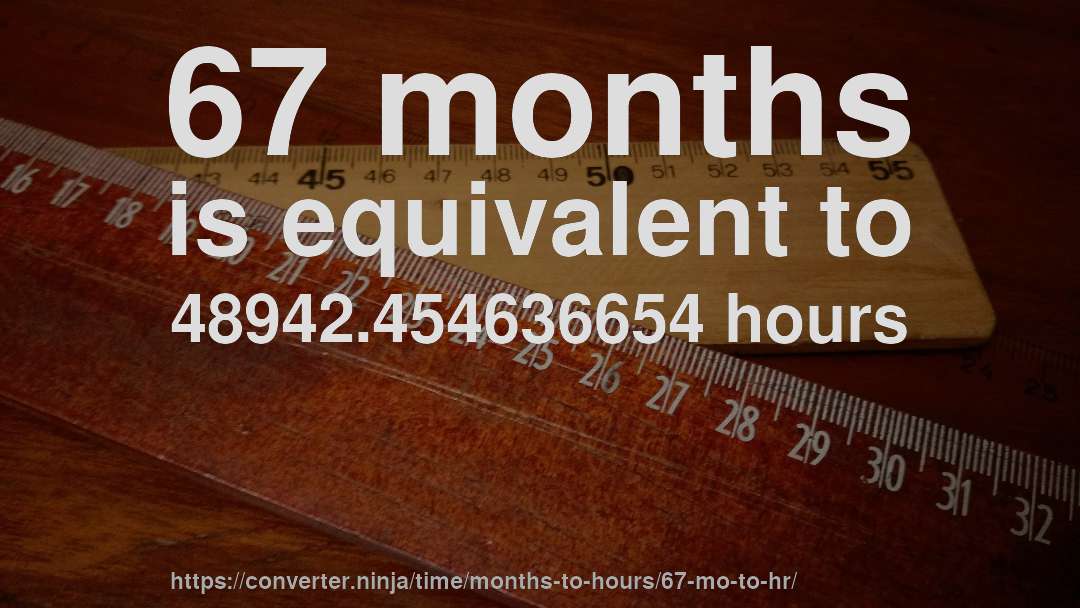 67 months is equivalent to 48942.454636654 hours
