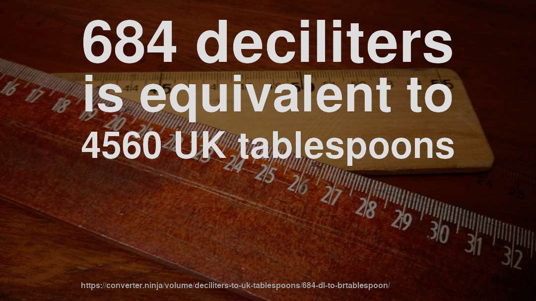 684 deciliters is equivalent to 4560 UK tablespoons