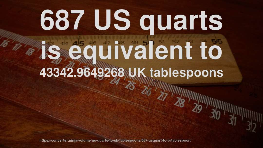 687 US quarts is equivalent to 43342.9649268 UK tablespoons