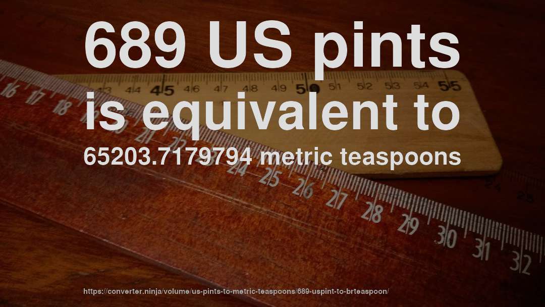 689 US pints is equivalent to 65203.7179794 metric teaspoons