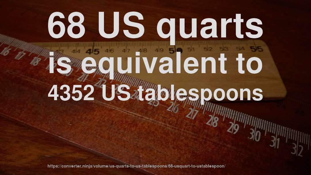 68 US quarts is equivalent to 4352 US tablespoons