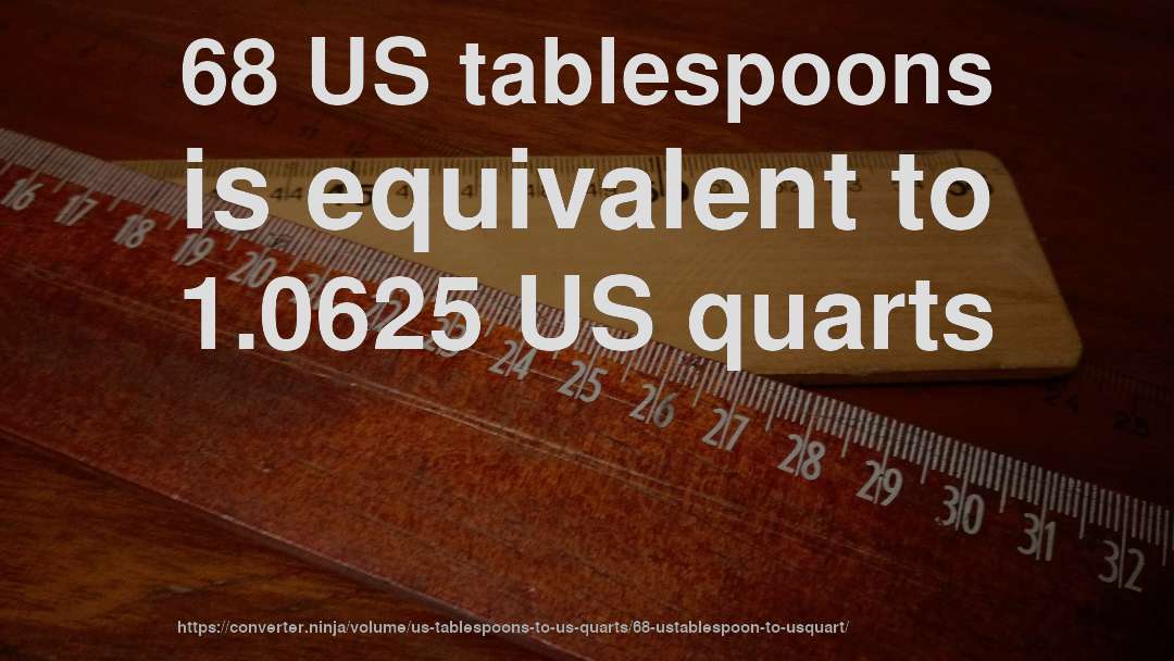 68 US tablespoons is equivalent to 1.0625 US quarts